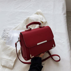 Metal Decor Crossbody Bag Faux Leather Purse 9x7x3 Inch