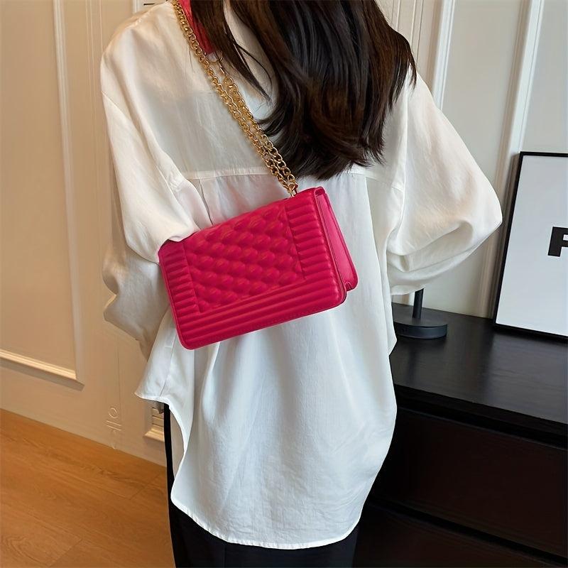Quilted Crossbody Bag Chain Shoulder Bag Vegan Leather Flap Purse