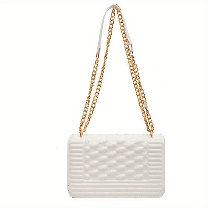 Quilted Crossbody Bag Chain Shoulder Bag Vegan Leather Flap Purse
