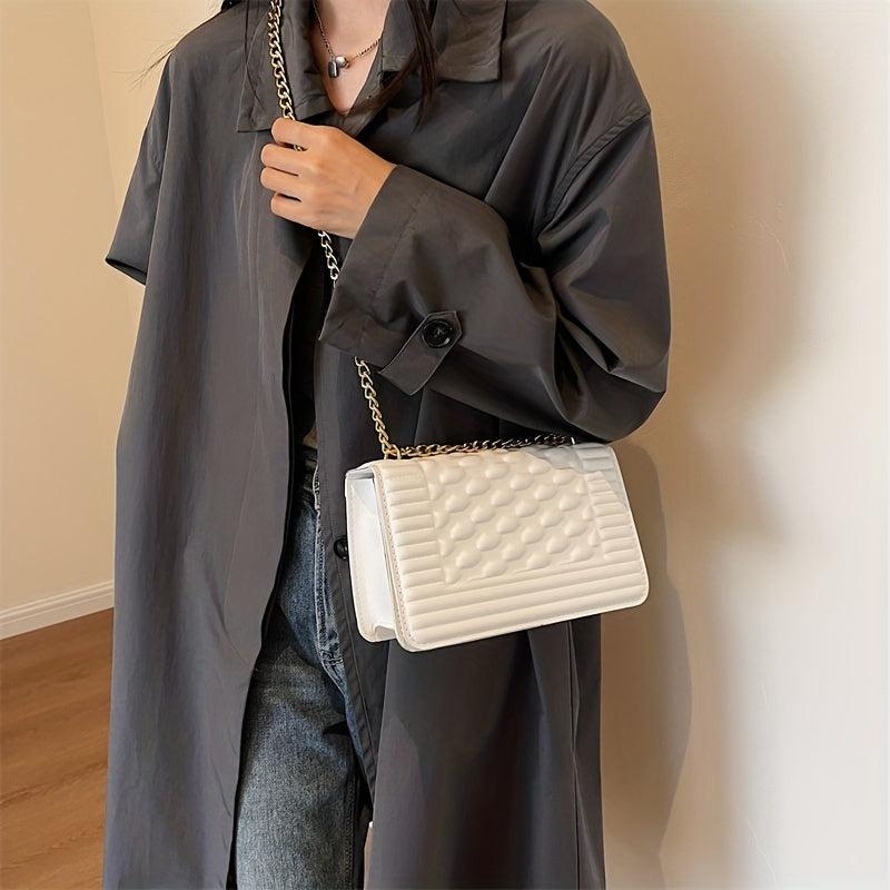 Quilted Crossbody Bag Chain Shoulder Bag Vegan Leather Flap Purse
