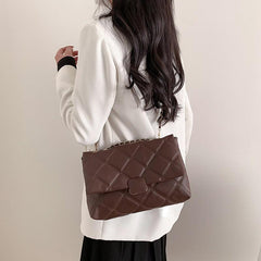Stylish Argyle Pattern Square Flap Shoulder Bag for Women