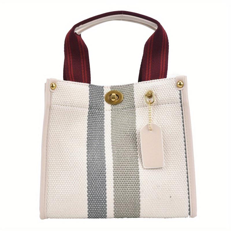 Striped Satchel Crossbody Tote Bag Lightweight Messenger Bag