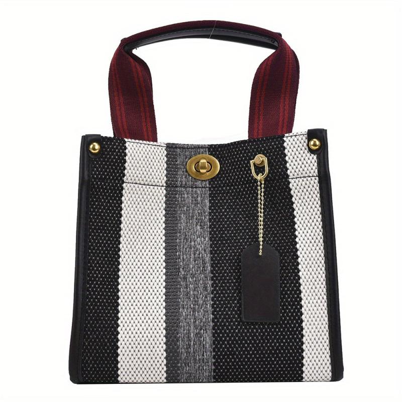 Striped Satchel Crossbody Tote Bag Lightweight Messenger Bag