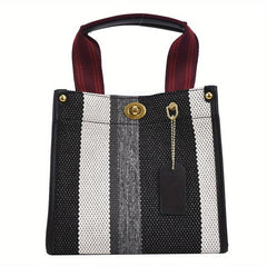 Striped Satchel Crossbody Tote Bag Lightweight Messenger Bag