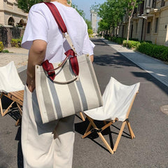Striped Satchel Crossbody Tote Bag Lightweight Messenger Bag