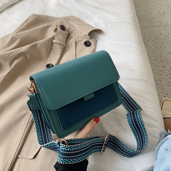 Minimalist Square Shoulder Bag with Wide Geometric Pattern Strap