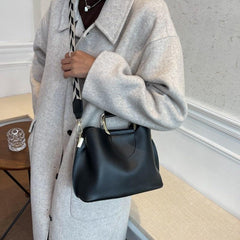 Metal Top Handles Satchel Bag with Geometric Pattern Strap