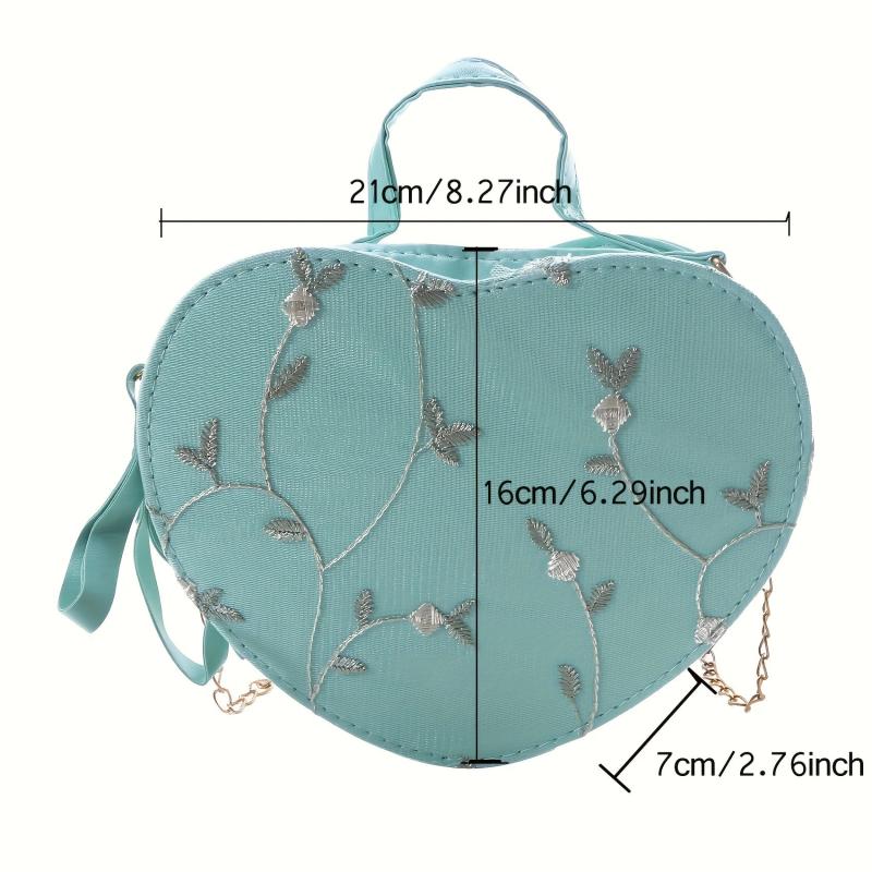 Heart Shape Crossbody Bag Floral Shoulder Purse Zipper Stylish