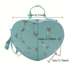 Heart Shape Crossbody Bag Floral Shoulder Purse Zipper Stylish