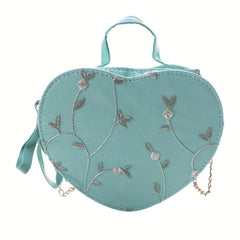 Heart Shape Crossbody Bag Floral Shoulder Purse Zipper Stylish