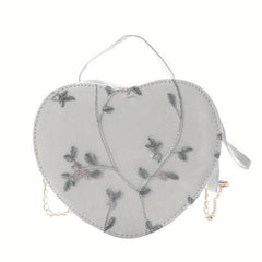 Heart Shape Crossbody Bag Floral Shoulder Purse Zipper Stylish