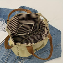 Colorblock Canvas Bag Large Capacity Crossbody Bag