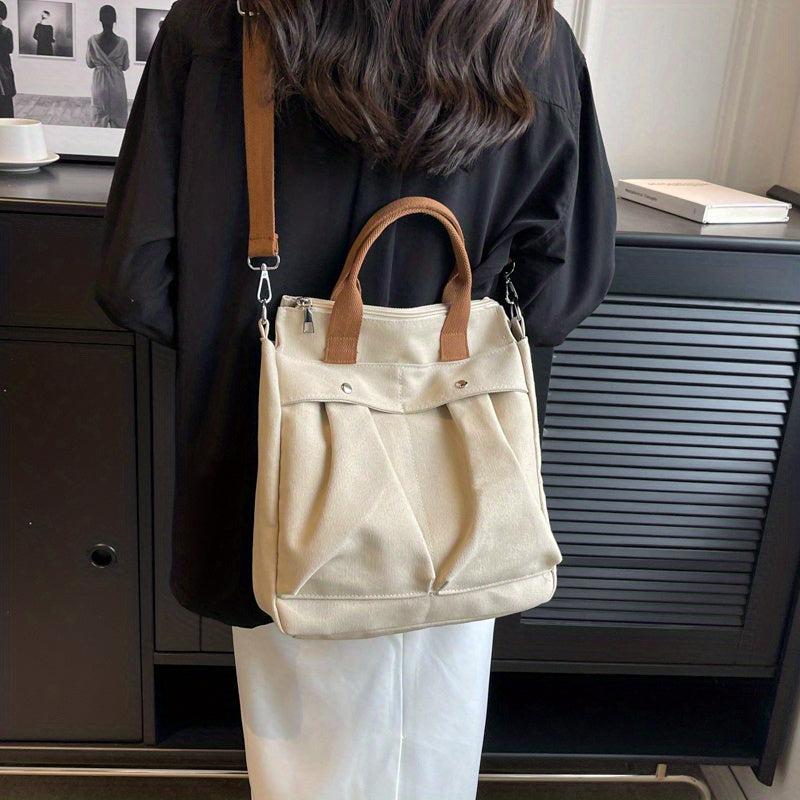 Colorblock Canvas Bag Large Capacity Crossbody Bag