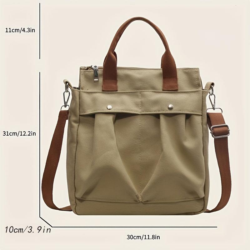 Colorblock Canvas Bag Large Capacity Crossbody Bag