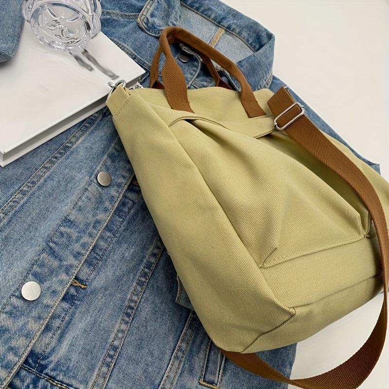Colorblock Canvas Bag Large Capacity Crossbody Bag
