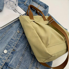 Colorblock Canvas Bag Large Capacity Crossbody Bag