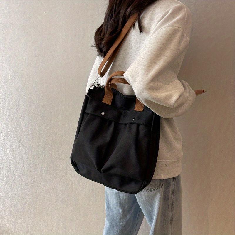 Colorblock Canvas Bag Large Capacity Crossbody Bag