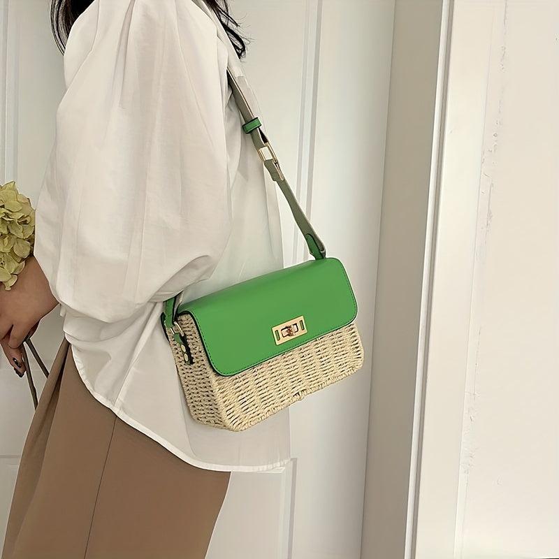 Boho Style Rattan Crossbody Bag Straw Shoulder Bag