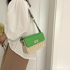 Boho Style Rattan Crossbody Bag Straw Shoulder Bag