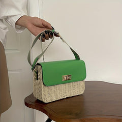 Boho Style Rattan Crossbody Bag Straw Shoulder Bag