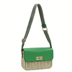 Boho Style Rattan Crossbody Bag Straw Shoulder Bag