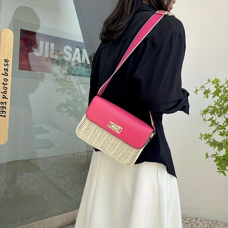 Boho Style Rattan Crossbody Bag Straw Shoulder Bag