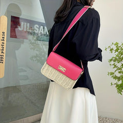 Boho Style Rattan Crossbody Bag Straw Shoulder Bag