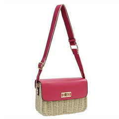 Boho Style Rattan Crossbody Bag Straw Shoulder Bag