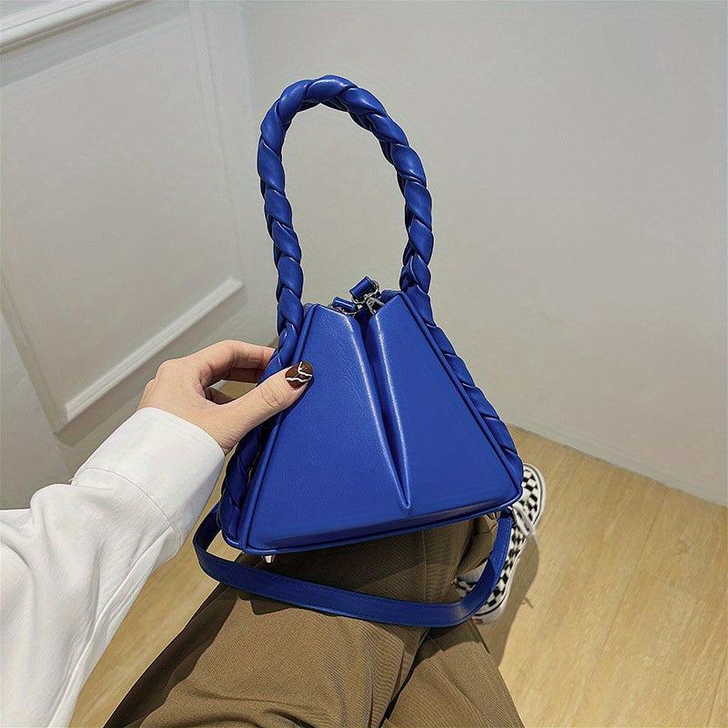 Mini Triangle Braided Crossbody Bag Women's Small Handbag & Purse
