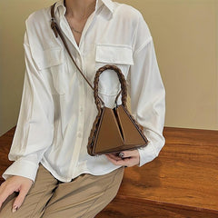 Mini Triangle Braided Crossbody Bag Women's Small Handbag & Purse