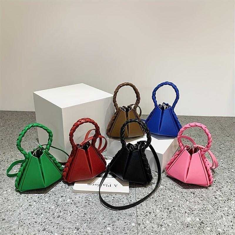 Mini Triangle Braided Crossbody Bag Women's Small Handbag & Purse