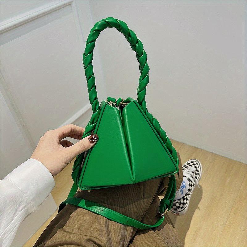 Mini Triangle Braided Crossbody Bag Women's Small Handbag & Purse