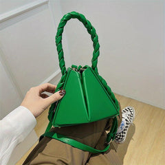 Mini Triangle Braided Crossbody Bag Women's Small Handbag & Purse