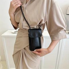Mini Metallic Crossbody Bag Vertical Mobile Phone Bag Flap Coin Purse
