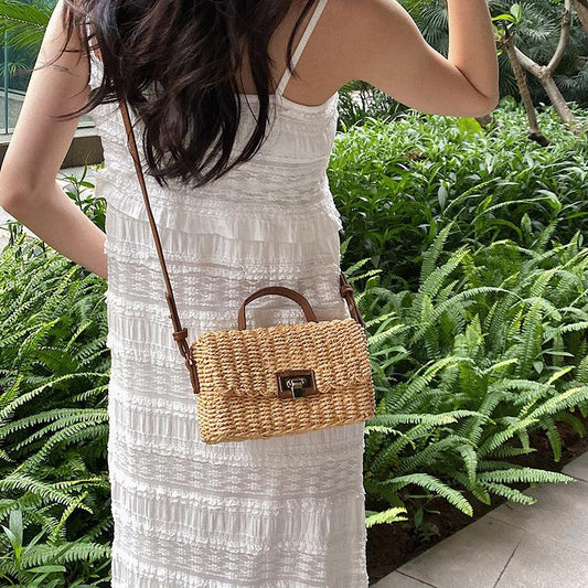 Vintage Woven Straw Bag for Women Crossbody Boho Handbag