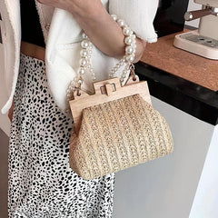 Bead Strap Satchel Bag with Turn Lock