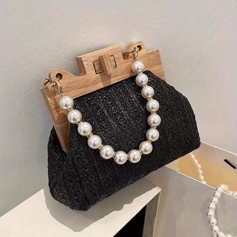 Bead Strap Satchel Bag with Turn Lock