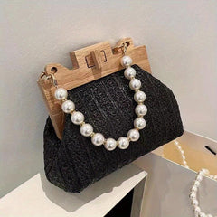 Bead Strap Satchel Bag with Turn Lock