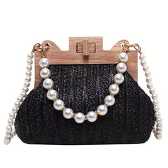 Bead Strap Satchel Bag with Turn Lock