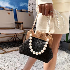 Bead Strap Satchel Bag with Turn Lock
