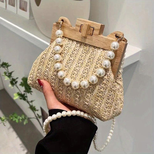 Bead Strap Satchel Bag with Turn Lock