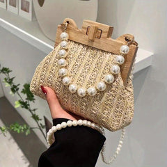Bead Strap Satchel Bag with Turn Lock
