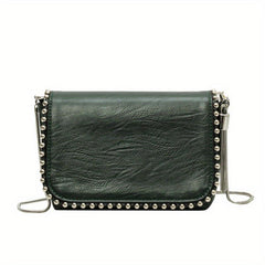 Beaded Fringe Crossbody Bag Punk Style Shoulder Bag Square Purse