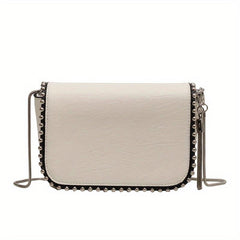 Beaded Fringe Crossbody Bag Punk Style Shoulder Bag Square Purse