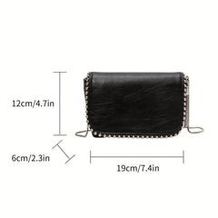 Beaded Fringe Crossbody Bag Punk Style Shoulder Bag Square Purse