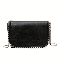 Beaded Fringe Crossbody Bag Punk Style Shoulder Bag Square Purse