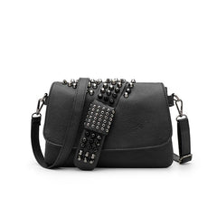 Gothic Studded Crossbody Bag Skull Pattern Shoulder Bag Chain Purse
