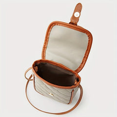 Quilted Crossbody Bag PU Leather Phone Storage Card Organizer