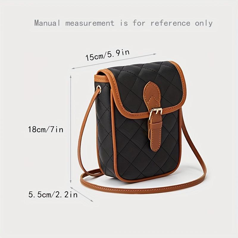 Quilted Crossbody Bag PU Leather Phone Storage Card Organizer