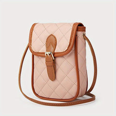 Quilted Crossbody Bag PU Leather Phone Storage Card Organizer